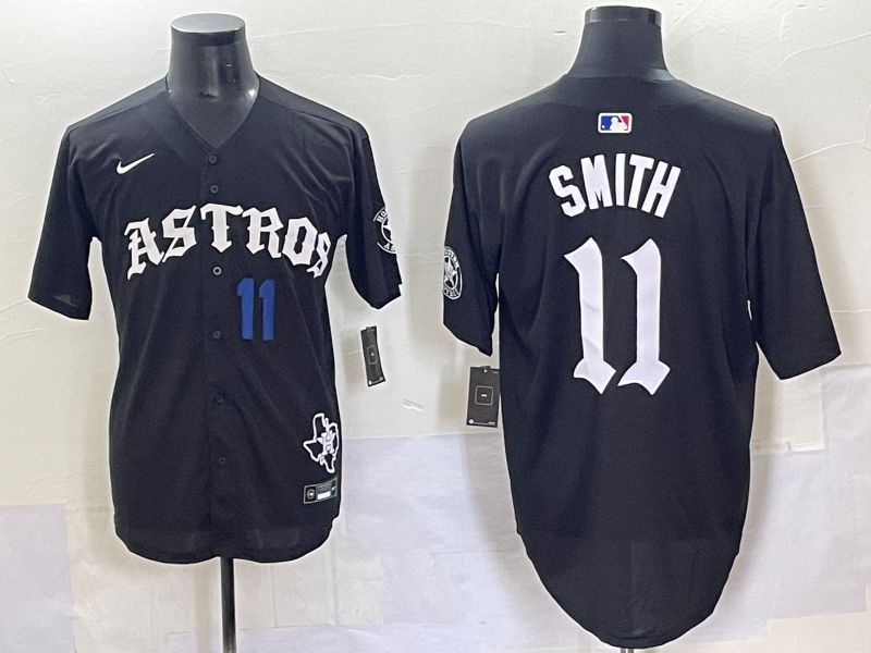 Men 2025 Houston Astros #11 Smith Black Seven generations Joint Name Nike MLB Jersey style 7042
